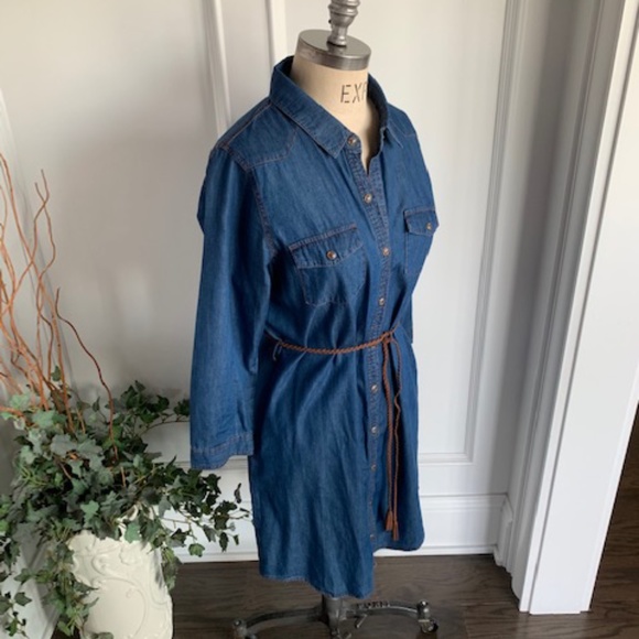 Ci Sono Denim Shirtwaist Dress - Picture 2 of 13